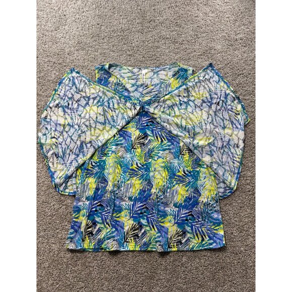 LULU B Leaf Print Sleeveless V-Neck Layered Top Womens 1X - Picture 7 of 8